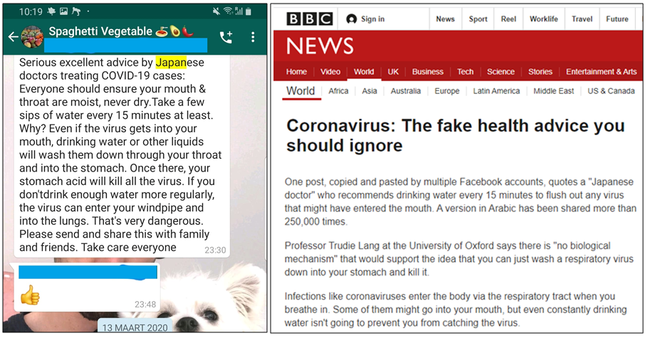 Fake news nepnieuws coronavirus